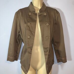 New York & Co Women's light brown Double-Breasted military lapel blazer Jacket 8